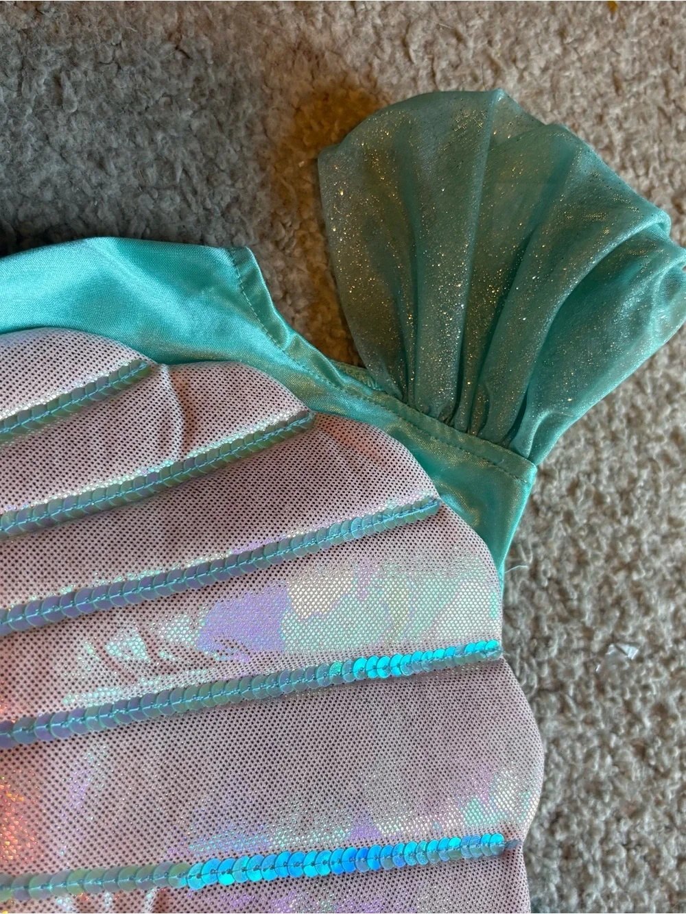 GILLIANS CLOSET Sparkling SEQUINS Green Blue Mermaid Costume 7/8 Halloween